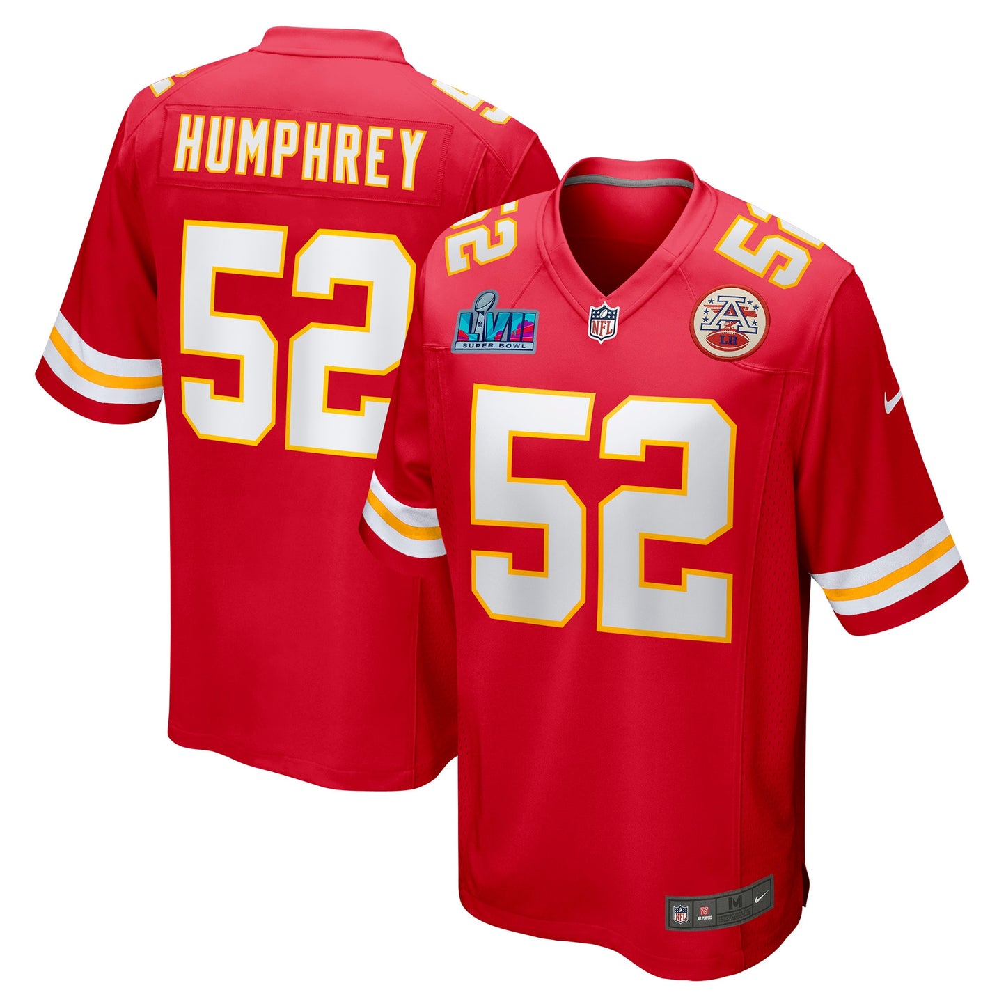 Creed Humphrey Kansas City Chiefs Nike Super Bowl LVII Patch Game Jersey - Red