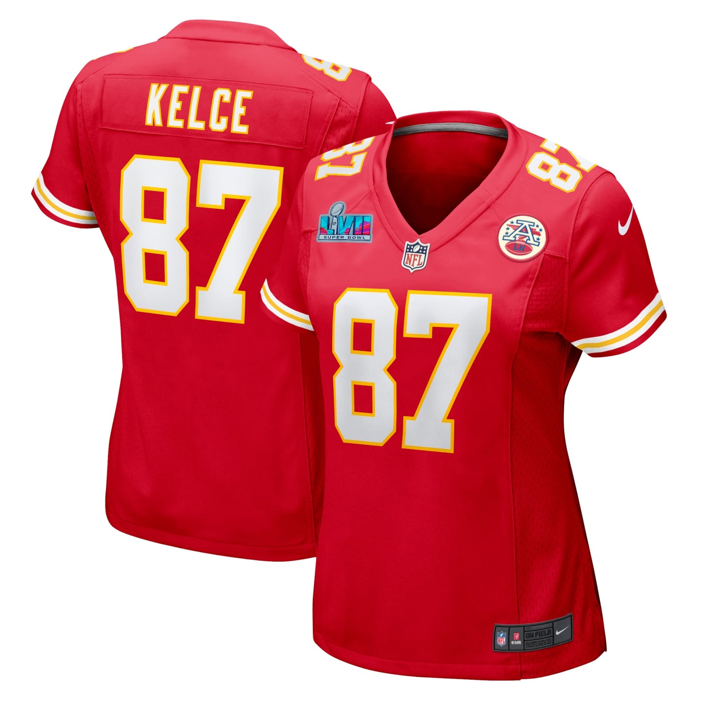 Travis Kelce Kansas City Chiefs Nike Women's Super Bowl LVII Patch Game Jersey - Red